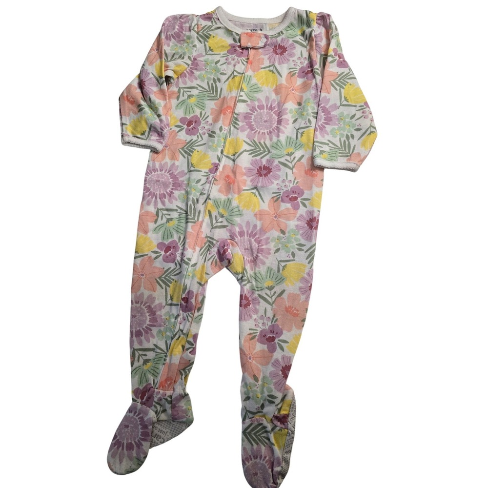 Carters Just One You Floral Footed Sleeper Pajamas 12M Pink Purple Yellow